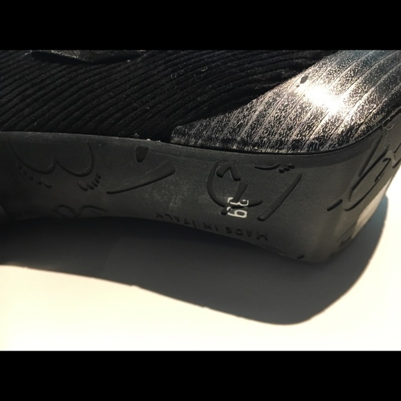 Black heels with corduroy and plaid bows, size 39 - Picture 6 of 8